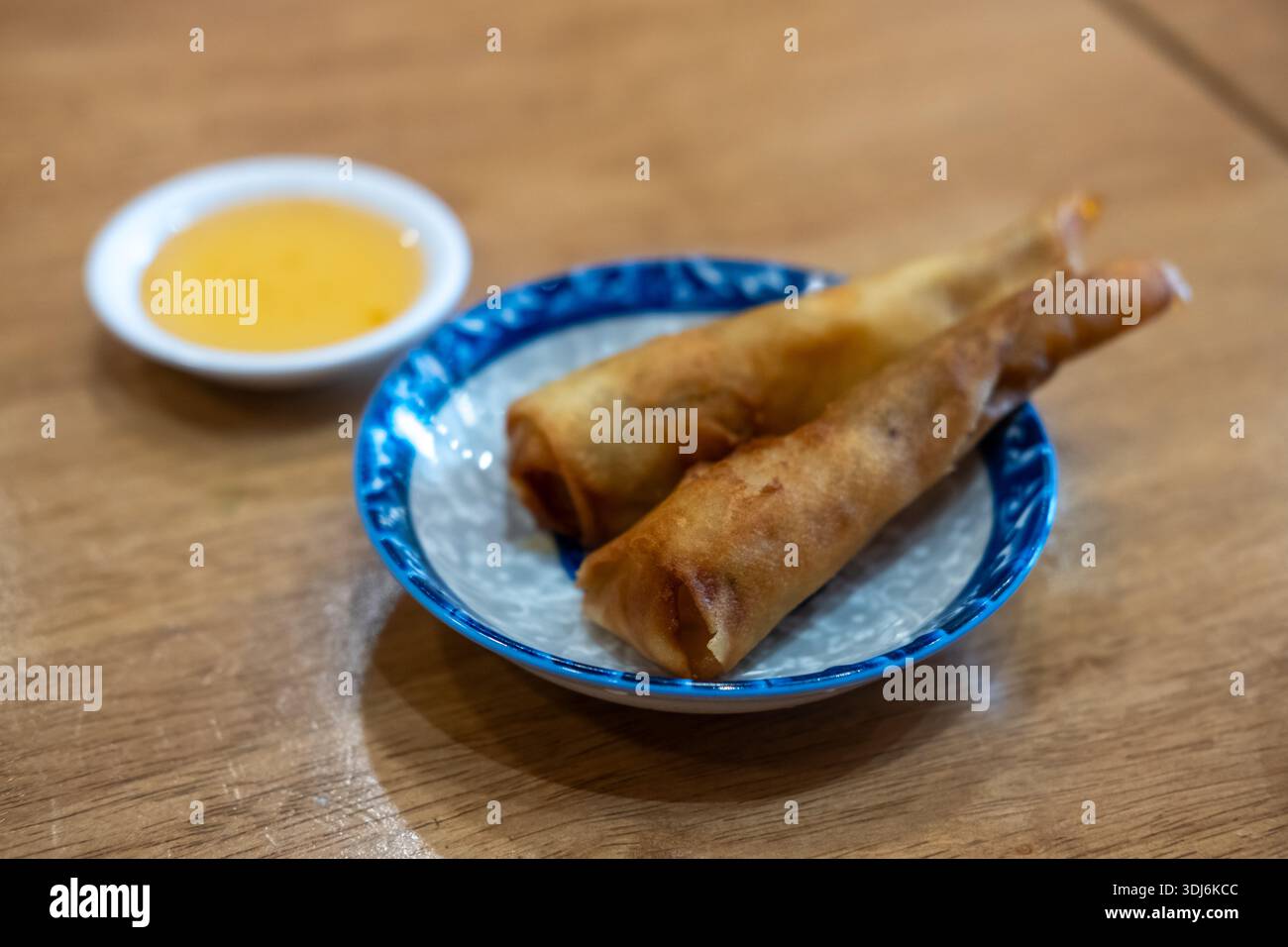 Fried spring roll served on plate Stock Photo