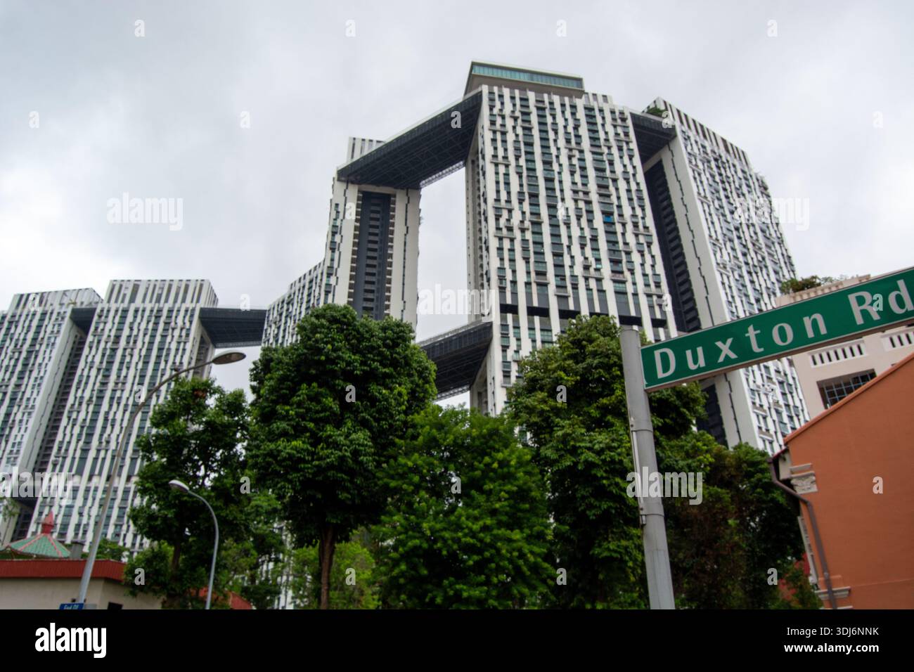 A modern architectural building with a unique design, featuring ...