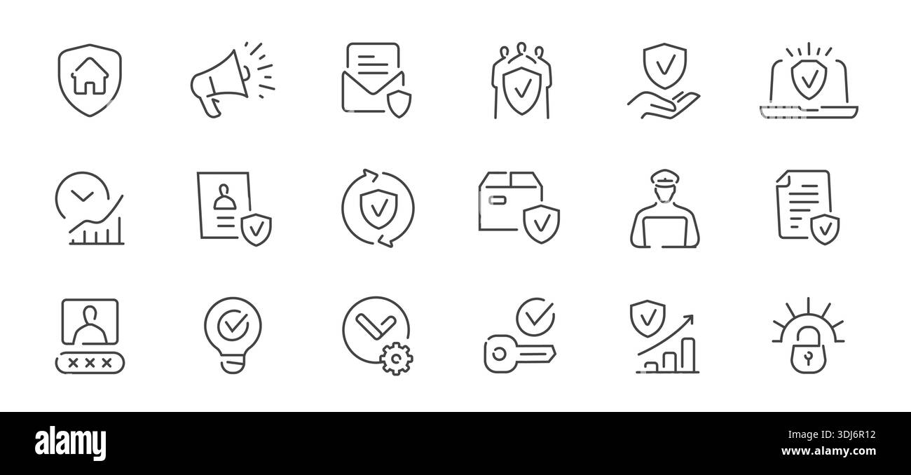 Digital data protection and internet privacy set of icons. Cyber ...