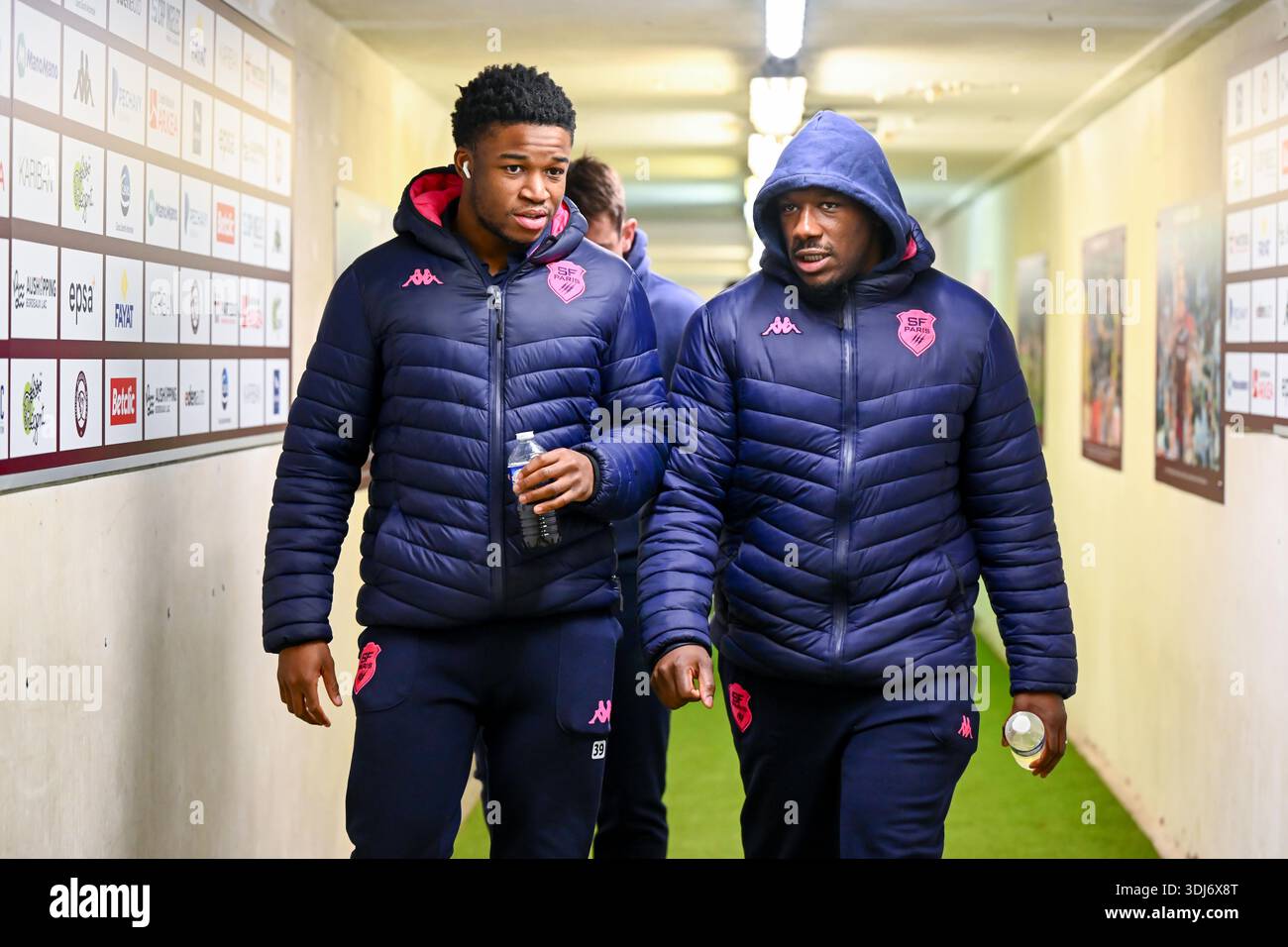 Samuel Ezeala of Stade Francais and Yoan Tanga of Stade Francais during ...