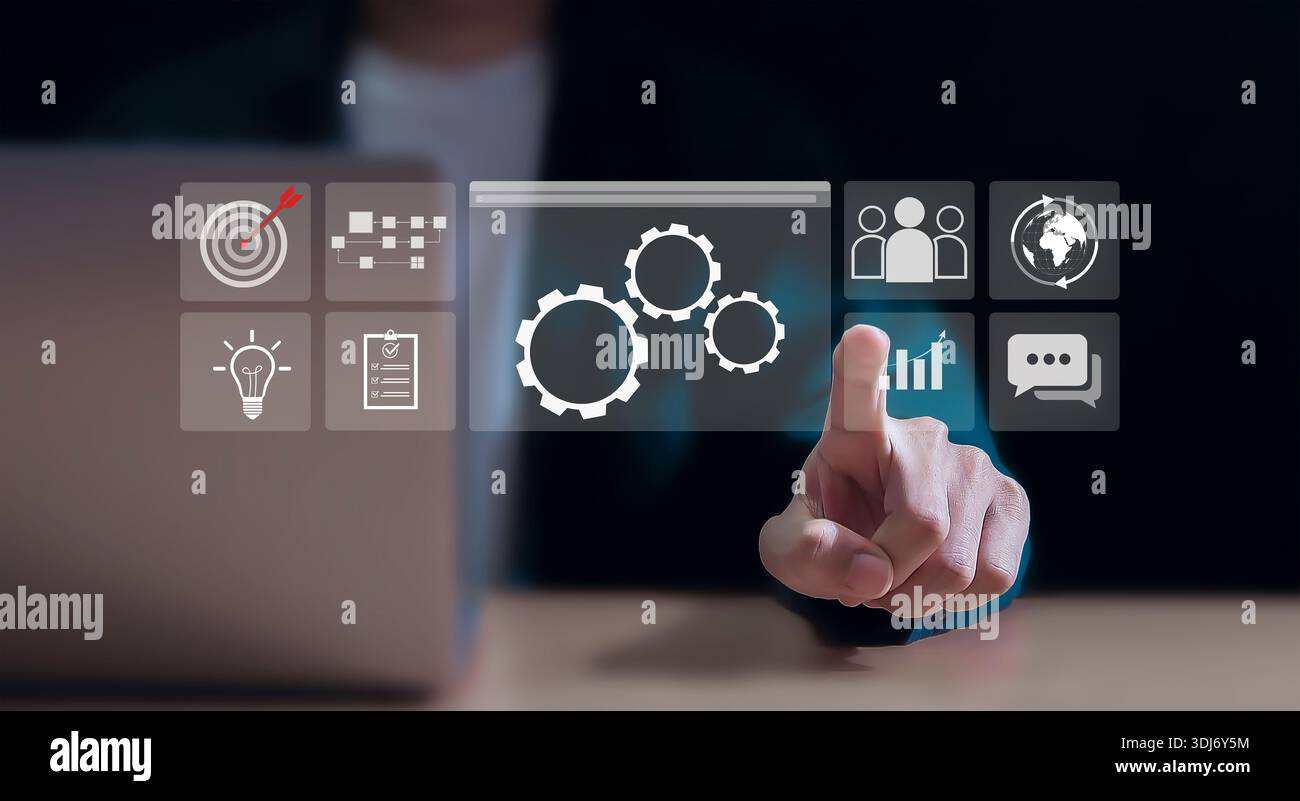 Automation workflow optimization ideas industrial business process marking Stock Photo