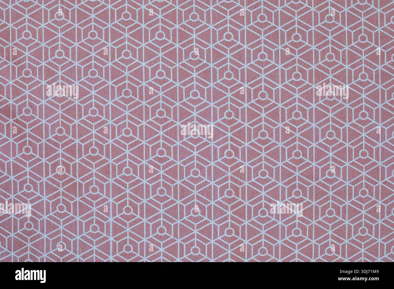 Cotton material with pink geometric pattern Stock Photo