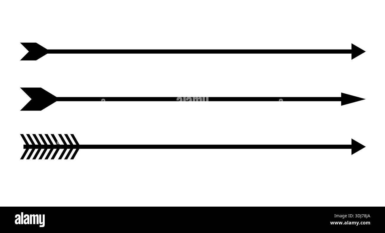 Set of thin straight arrows. Stock Vector