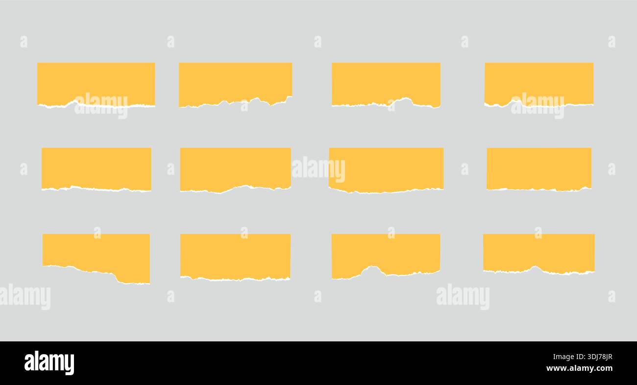 Set of vector torn paper pieces. Stock Vector
