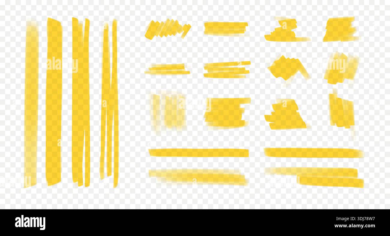 Yellow underlines and marks. Stock Vector