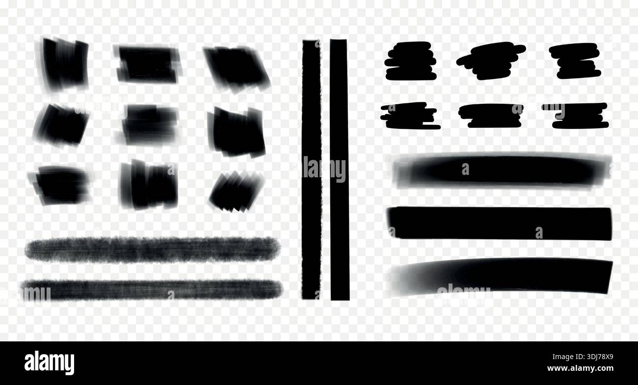 Black marker and brush lines. Stock Vector