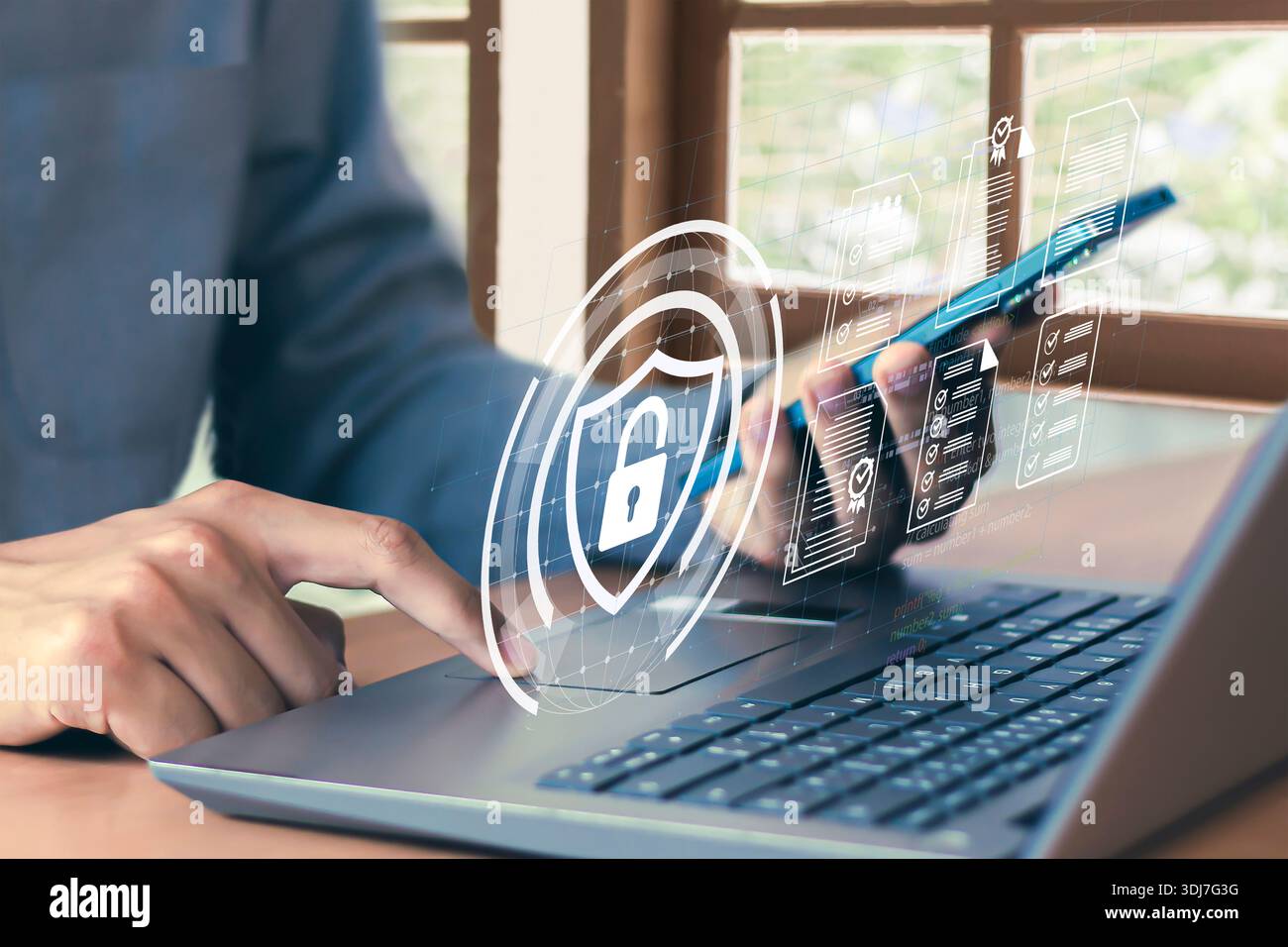Concepts related to business and technology efficiency digital document checklists on-screen and document validation management. Stock Photo