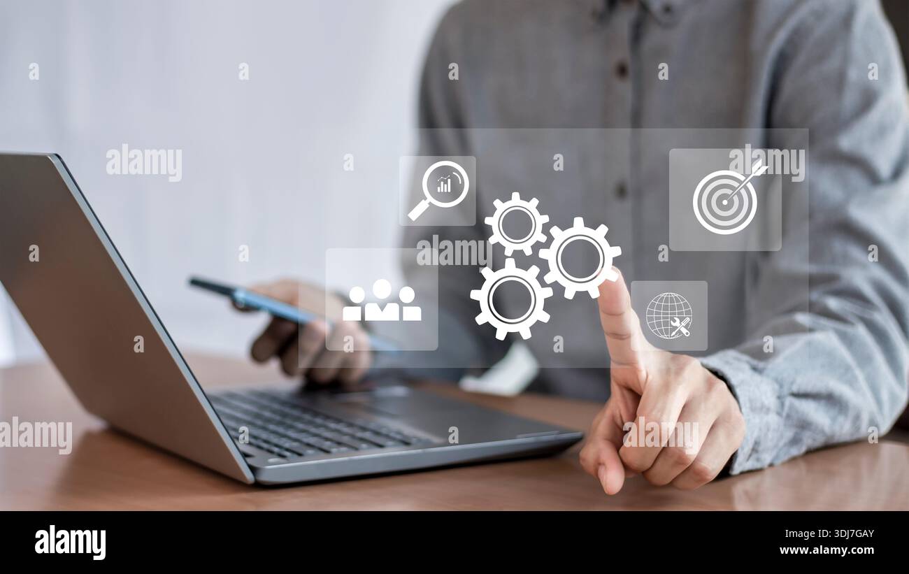Automation workflow optimization ideas industrial business process marking Stock Photo