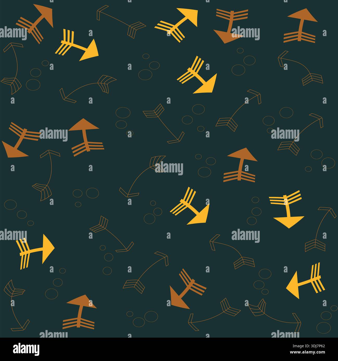 Seamless Abstract Arrow Pattern on Dark Green Background Stock Vector
