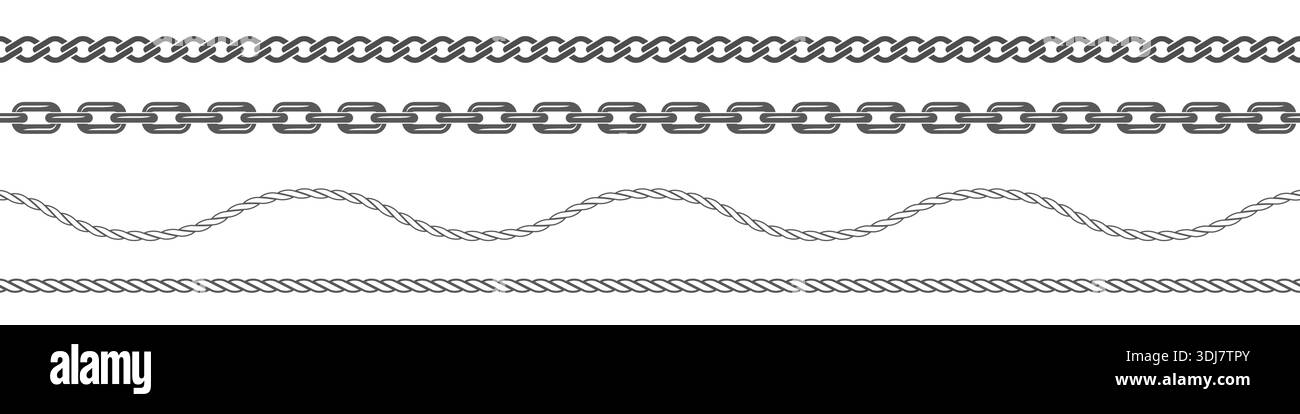 Vector chain and rope borders for frames, dividers, web design ...