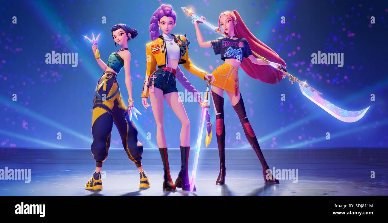 KPop Demon Hunters  Rumi, Mira, Zoey Stock Photo