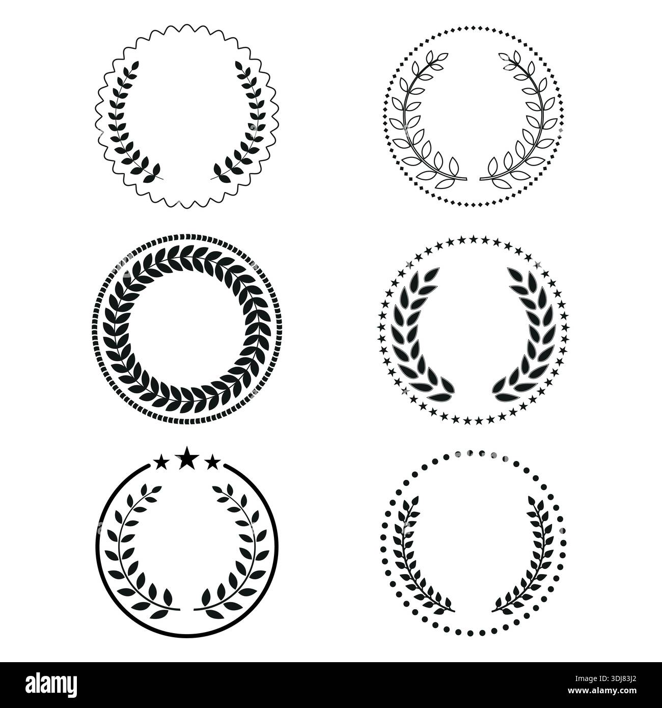 Illustration of a set of laurel wreaths on a white background Stock ...