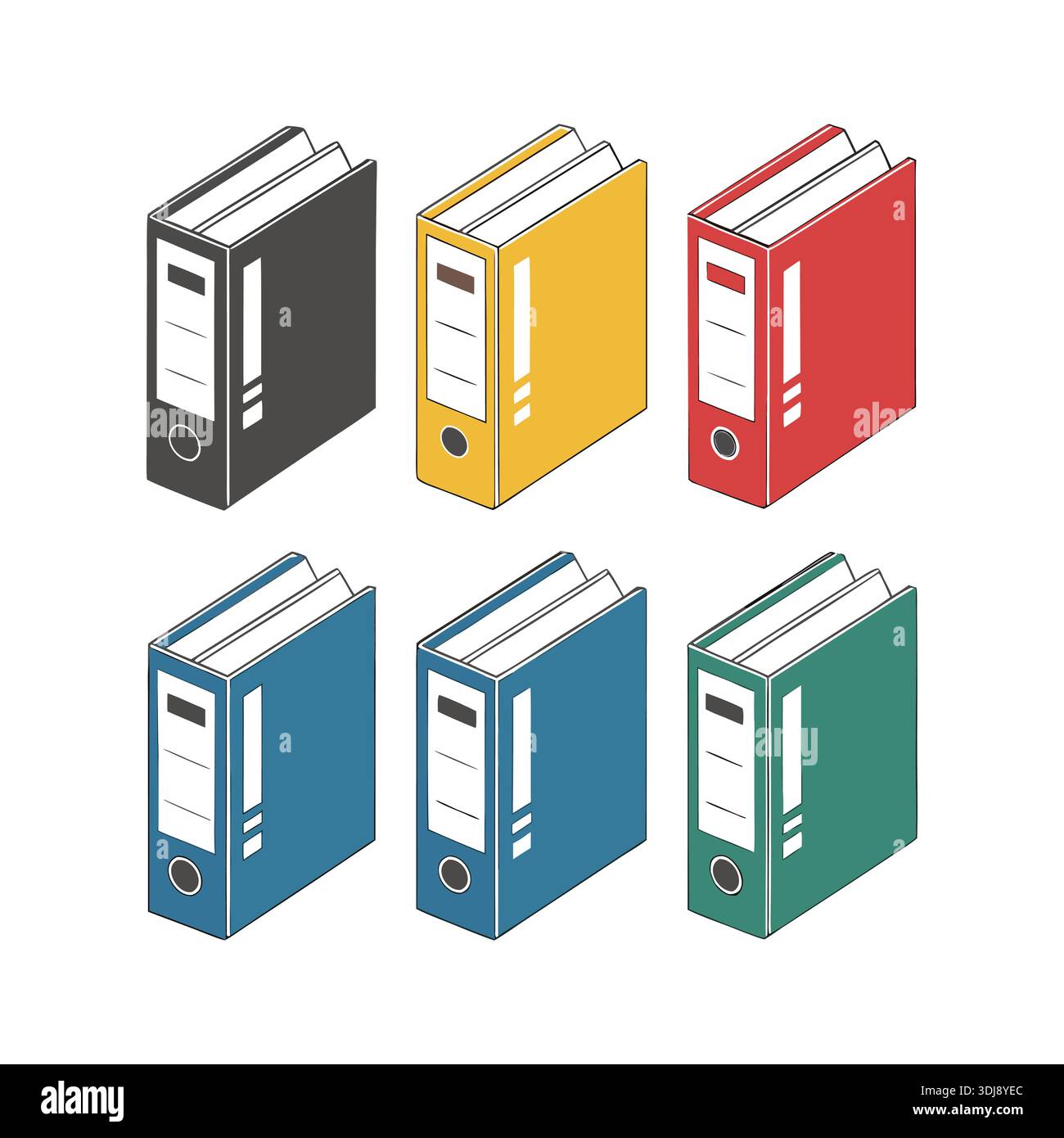 Colorful Office File Binders Set Vector Illustration Stock Vector Image ...