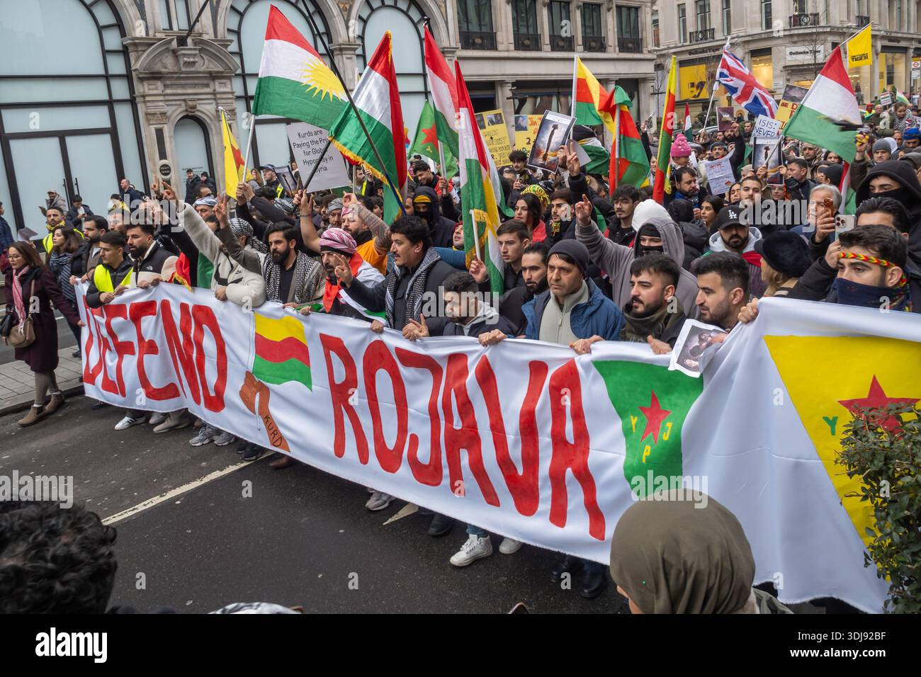 London, UK. 25 Jan 2026.Thousands of Kurds and supporters marched from ...