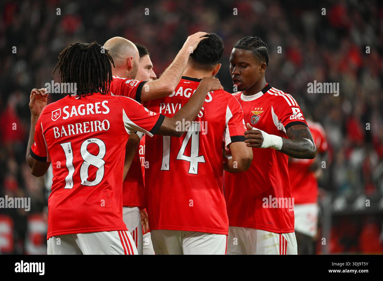 Lisbon, Portugal. 25 January 2026. Players of SL Benfica celebrate the ...