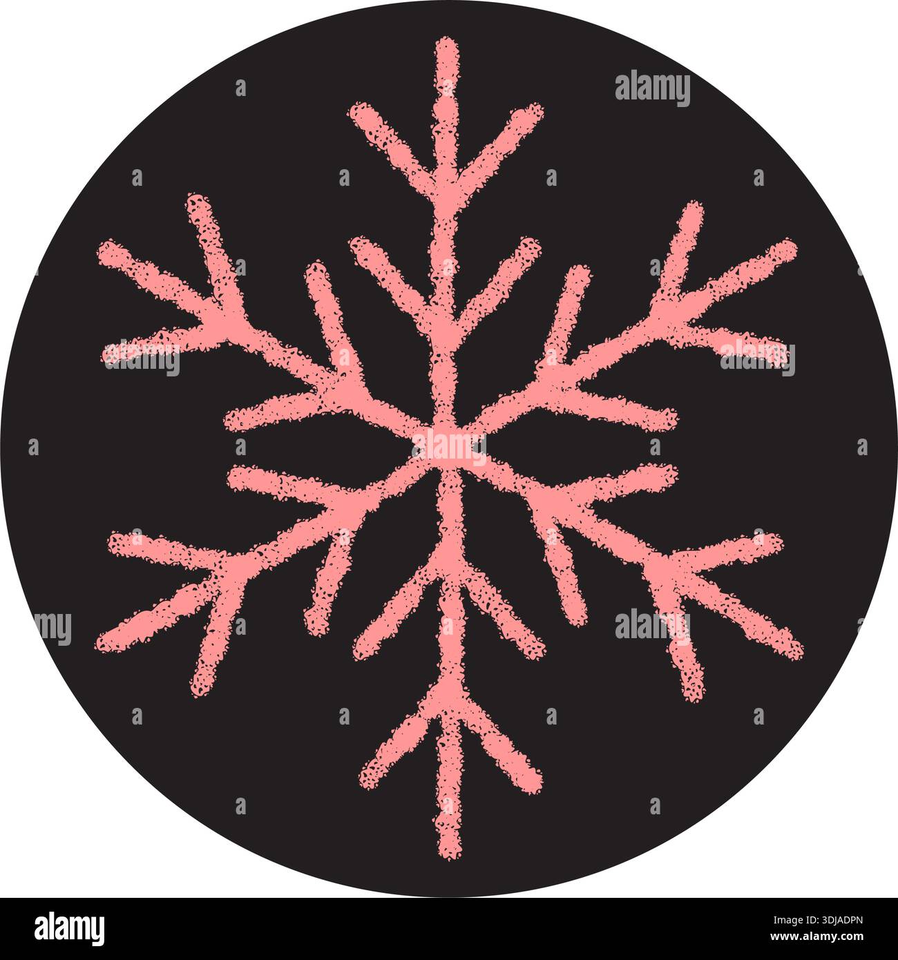 Chalk Snowflake Sticker On Round Black Label Stock Vector