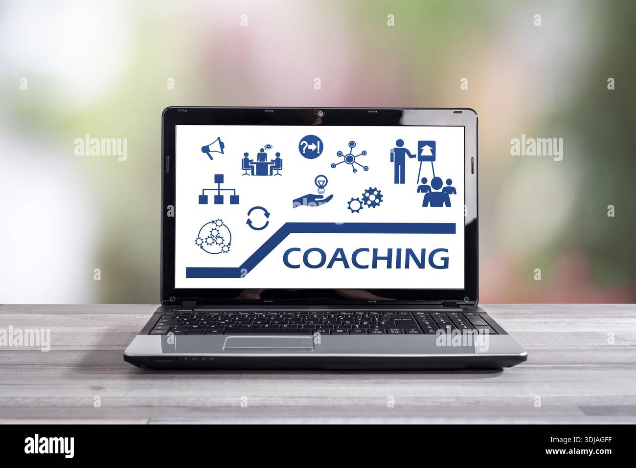 Coaching concept shown on a laptop screen Stock Photo