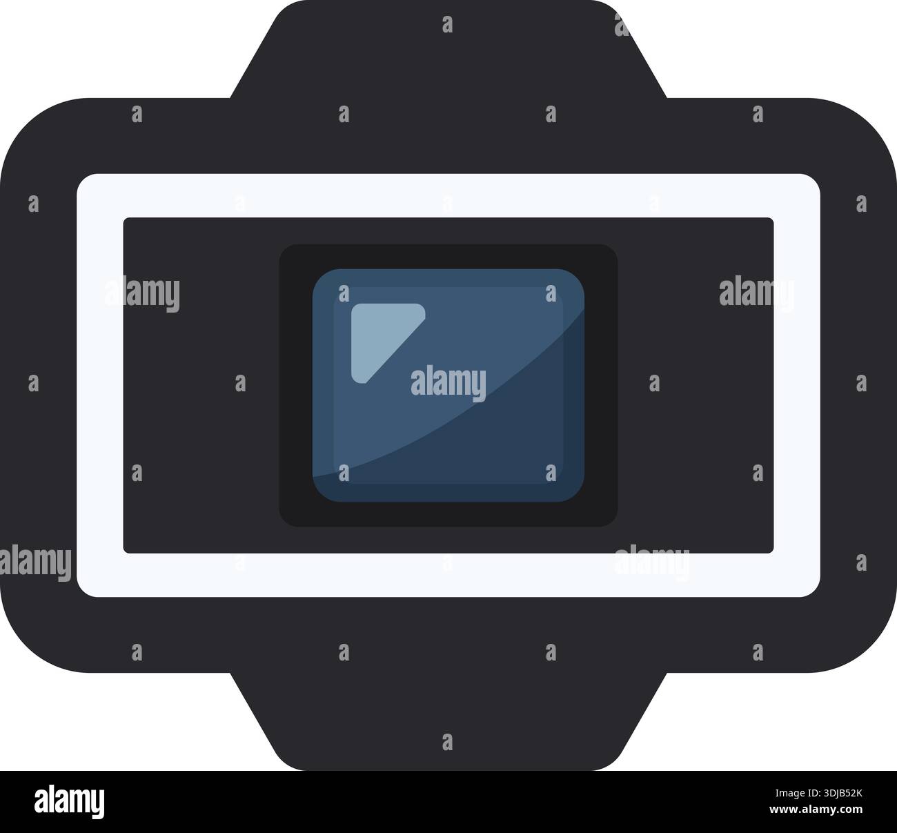 Flat illustration of a smartwatch with a dark rectangular screen and wide strap Stock Vector