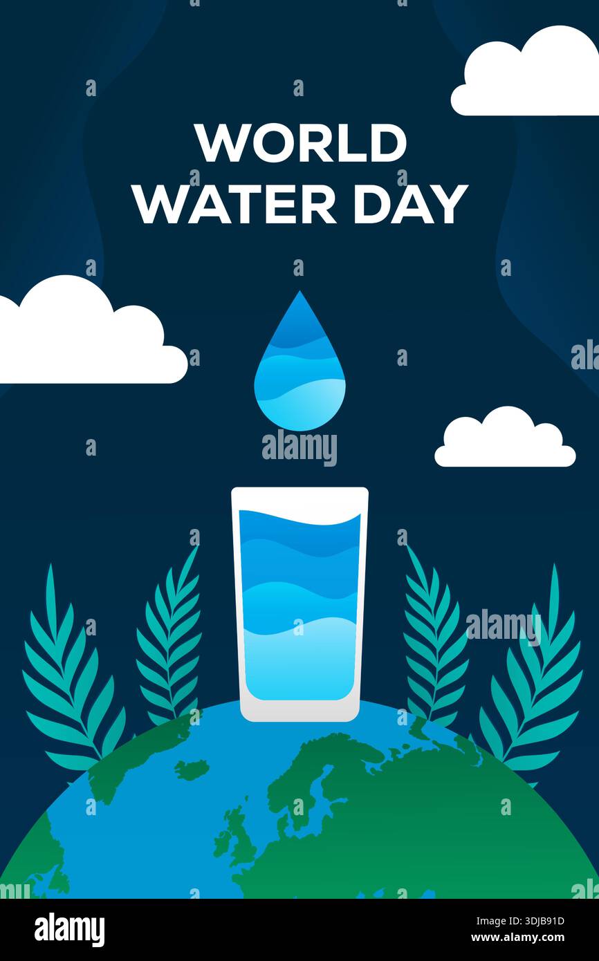 world water day poster illustration in flat design Stock Vector