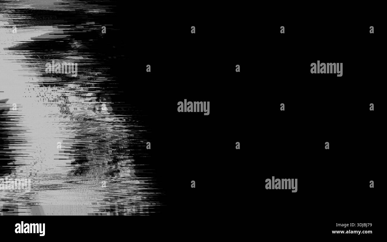 Abstract glitch distortion pattern in black white with pixelated ...