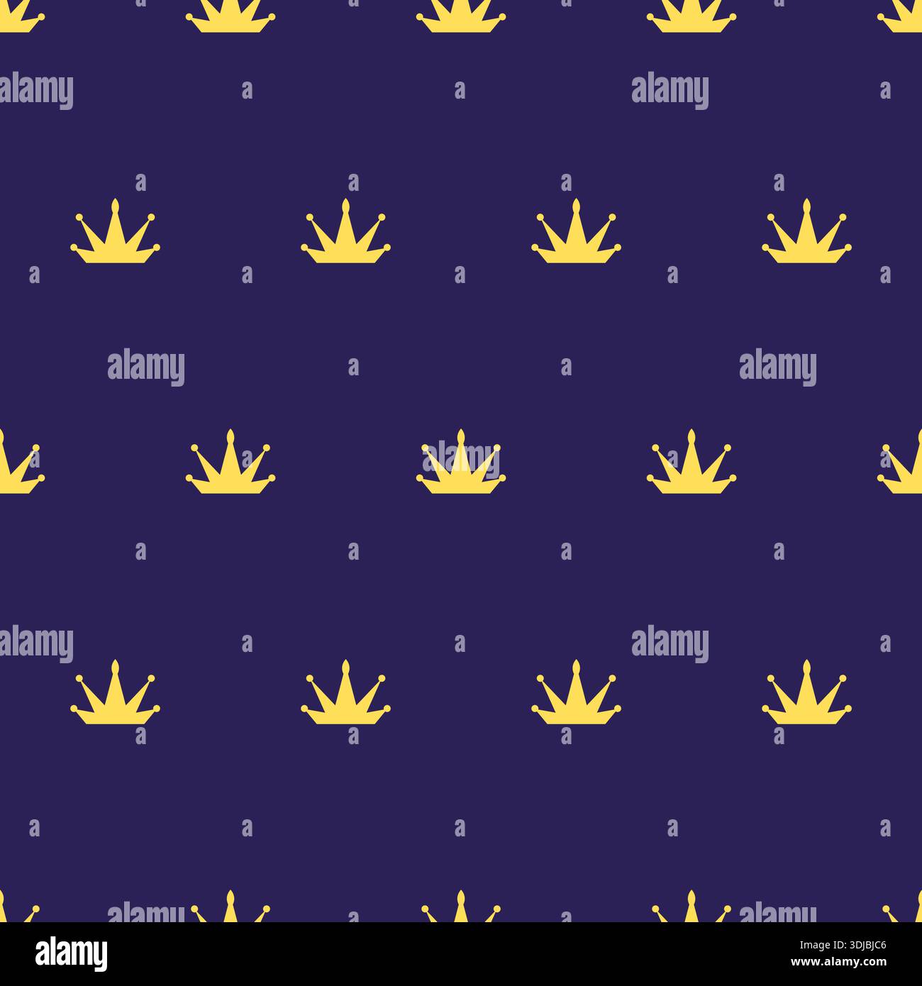 Gold Crown Seamless Pattern on blue background Stock Vector