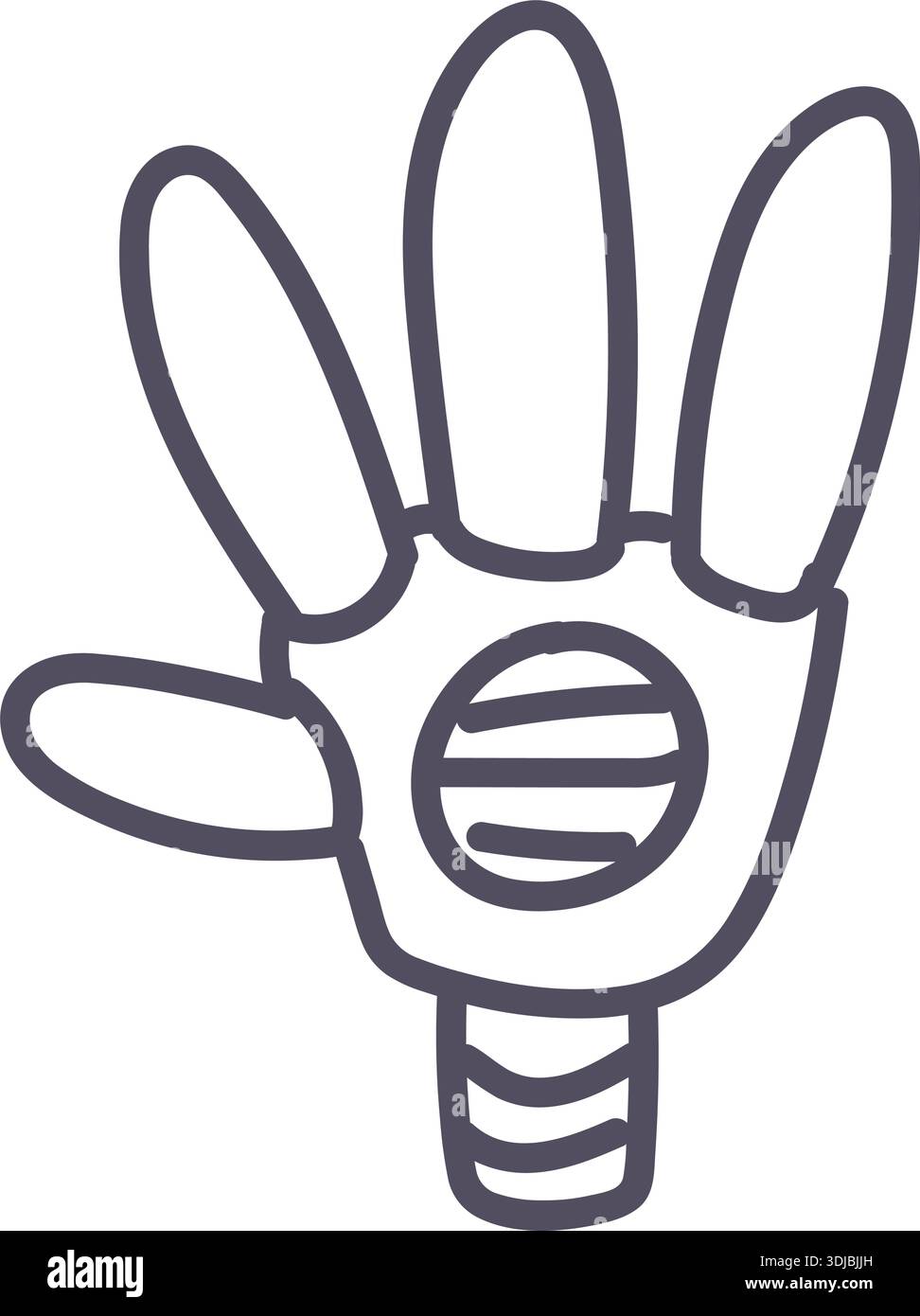 Dark grey robot hand icon element. Ai interface doodle style illustration Stock Vector
