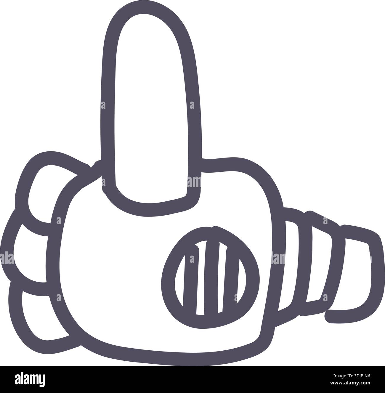 Dark grey robot hand icon element. Ai interface doodle style illustration Stock Vector