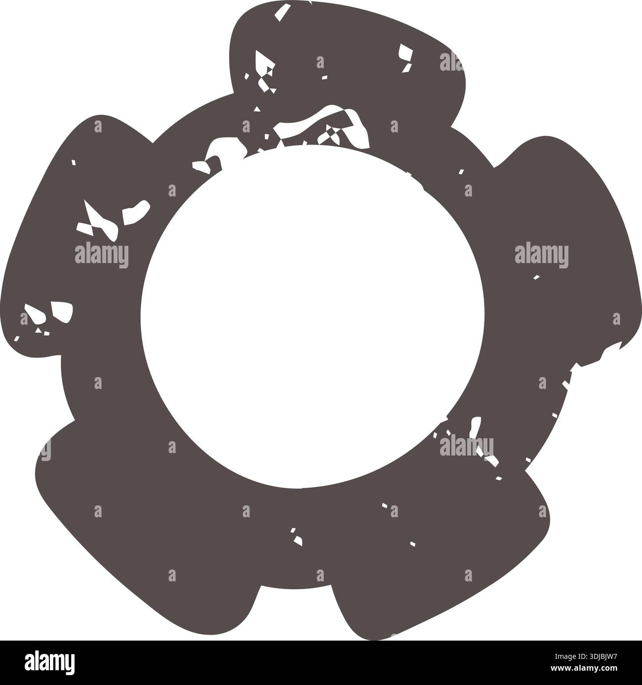 Brown settings icon element. Ai interface doodle style illustration Stock Vector