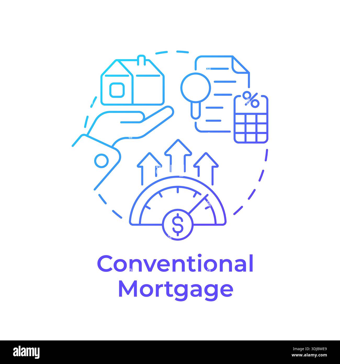 Conventional mortgage blue gradient concept icon Stock Vector