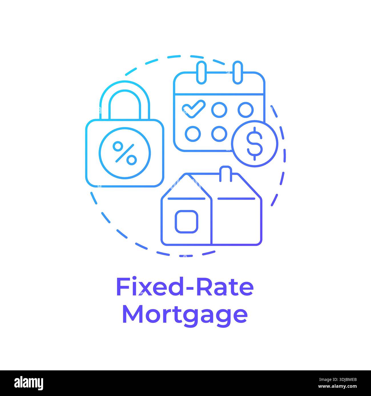 Fixed-rate mortgage blue gradient concept icon Stock Vector
