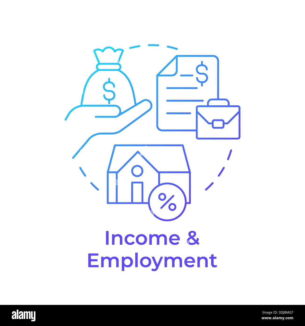 Income and employment blue gradient concept icon Stock Vector