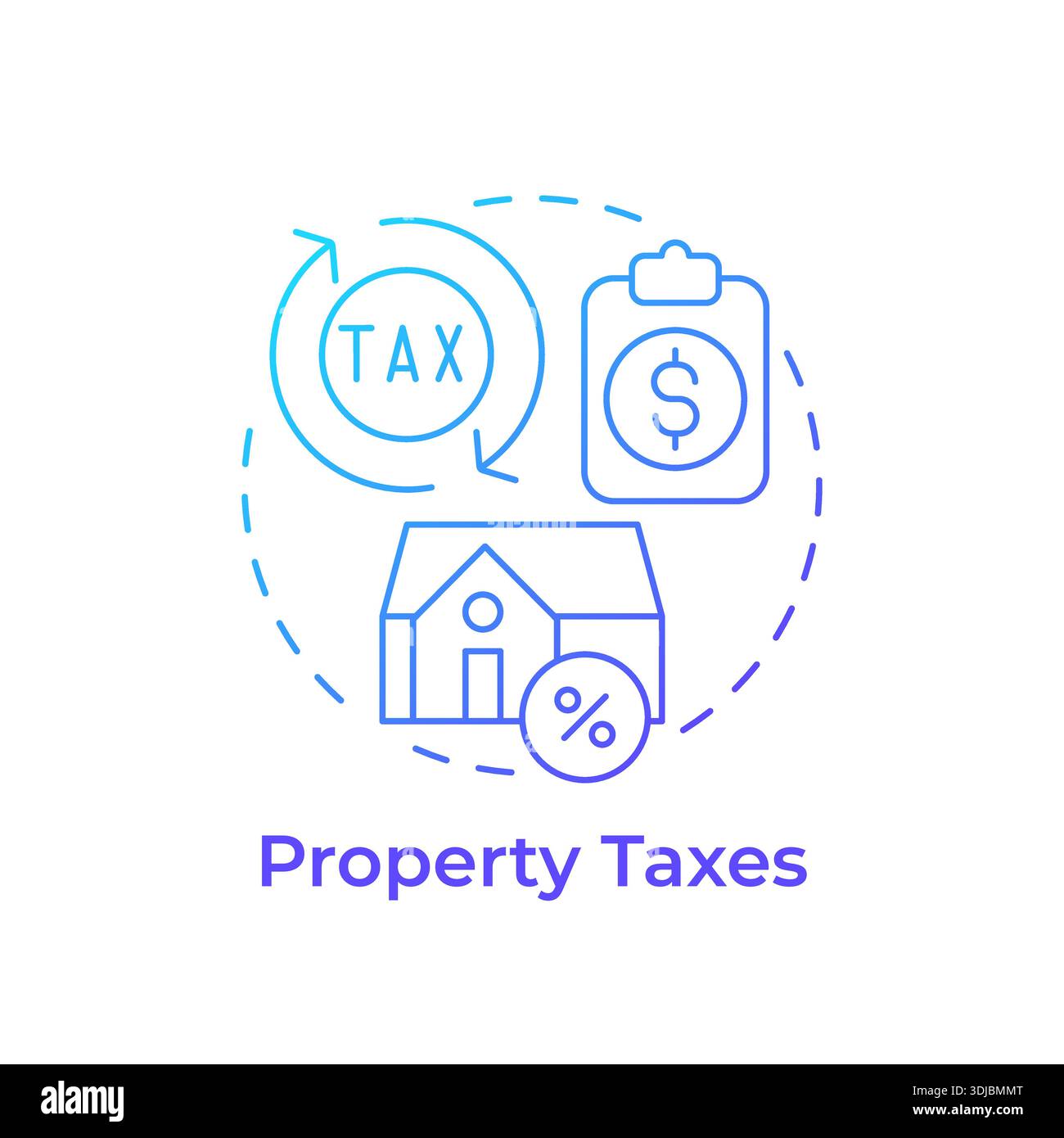 Property taxes blue gradient concept icon Stock Vector