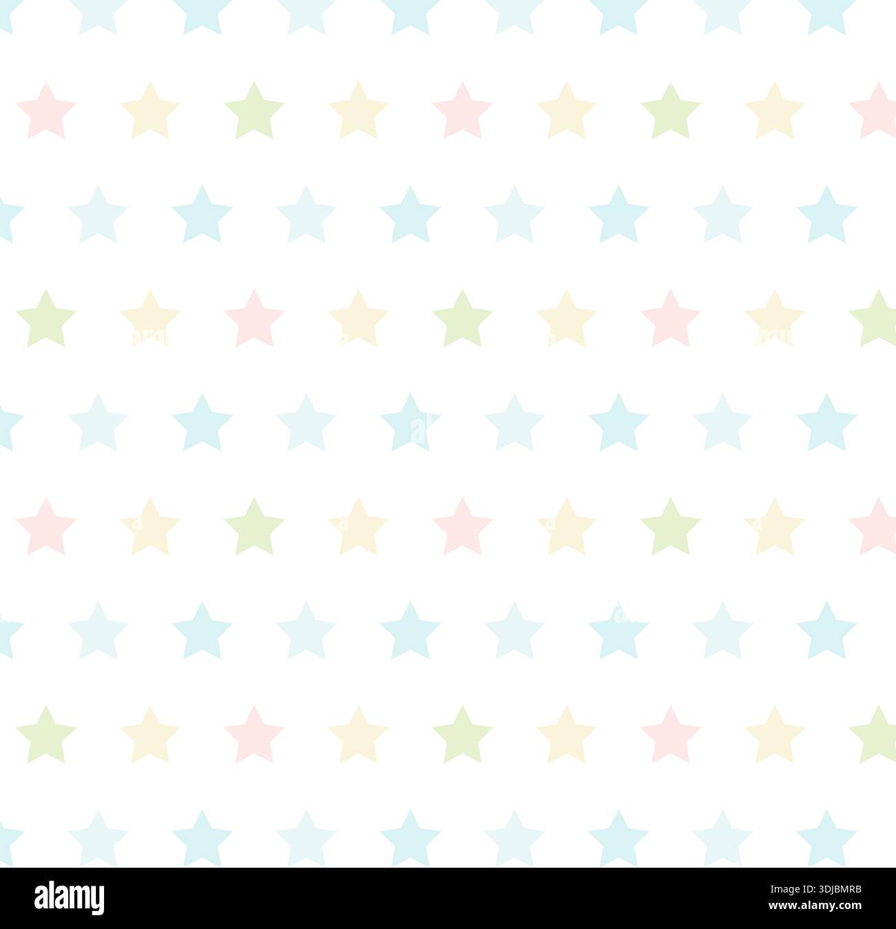 Seamless star pattern. Pastel childish palette. Cute wallpaper Stock Vector
