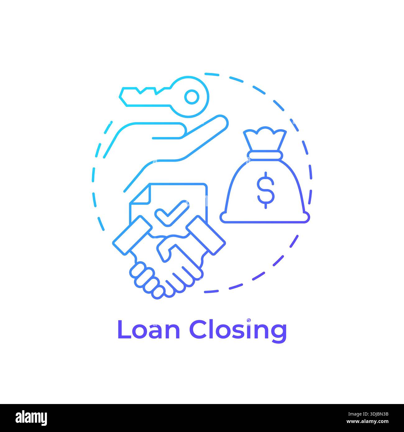 Loan closing blue gradient concept icon Stock Vector