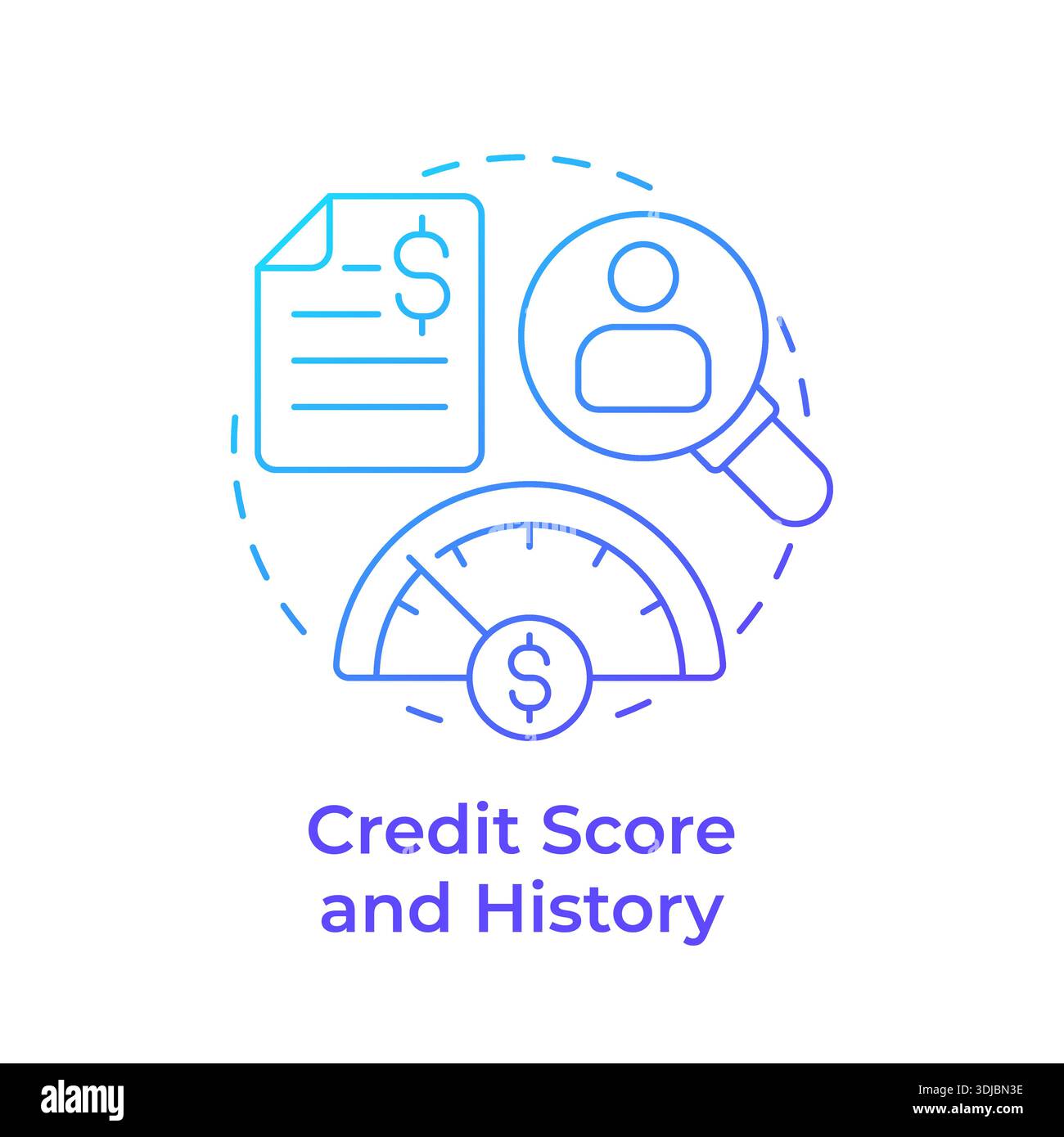 Credit score and history blue gradient concept icon Stock Vector