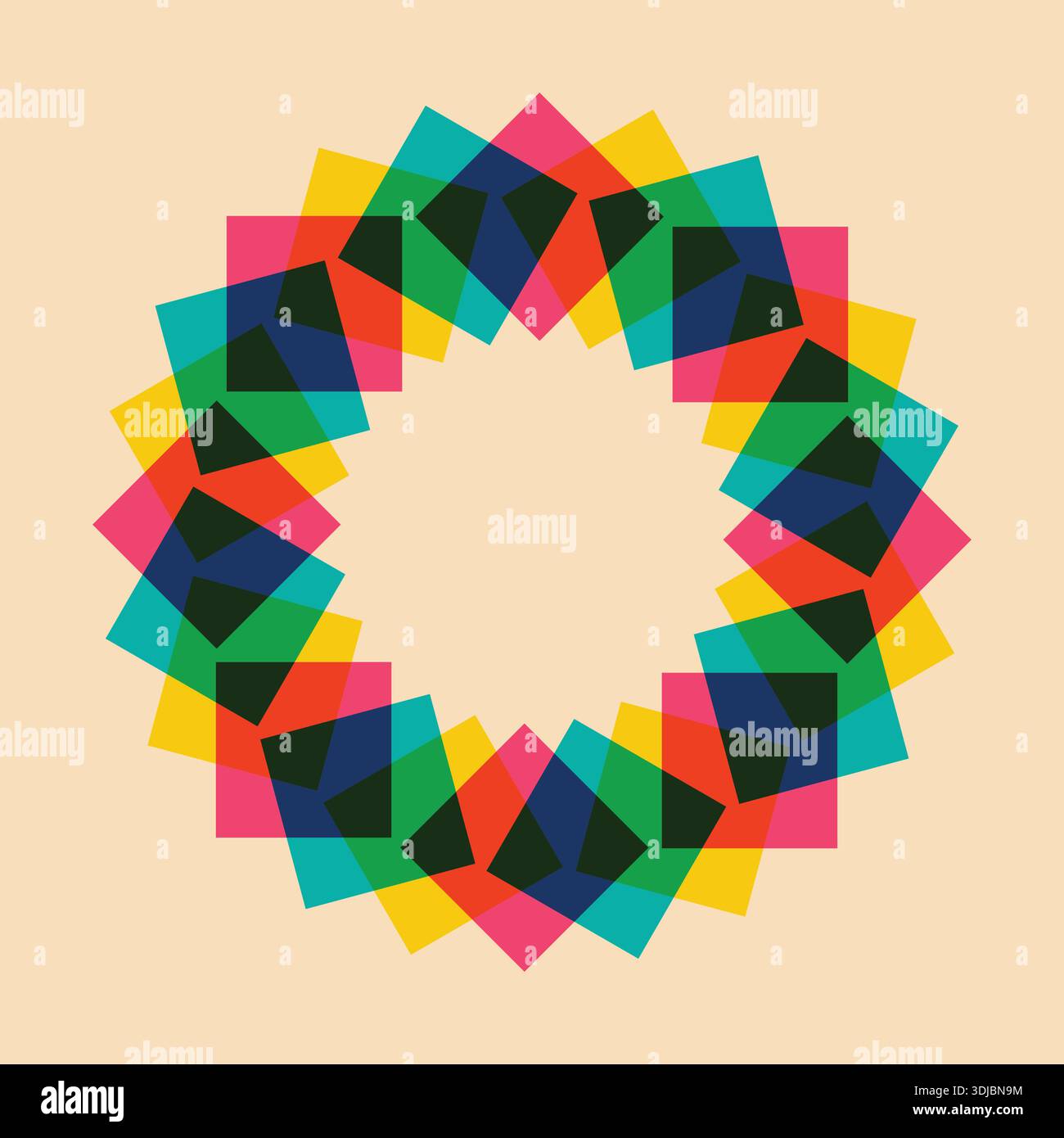 Trendy geometric shapes frame with riso print effect. Risograph art Stock Vector