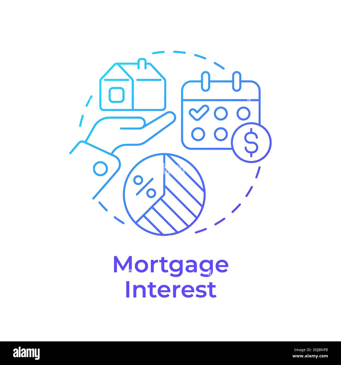 Mortgage interest blue gradient concept icon Stock Vector