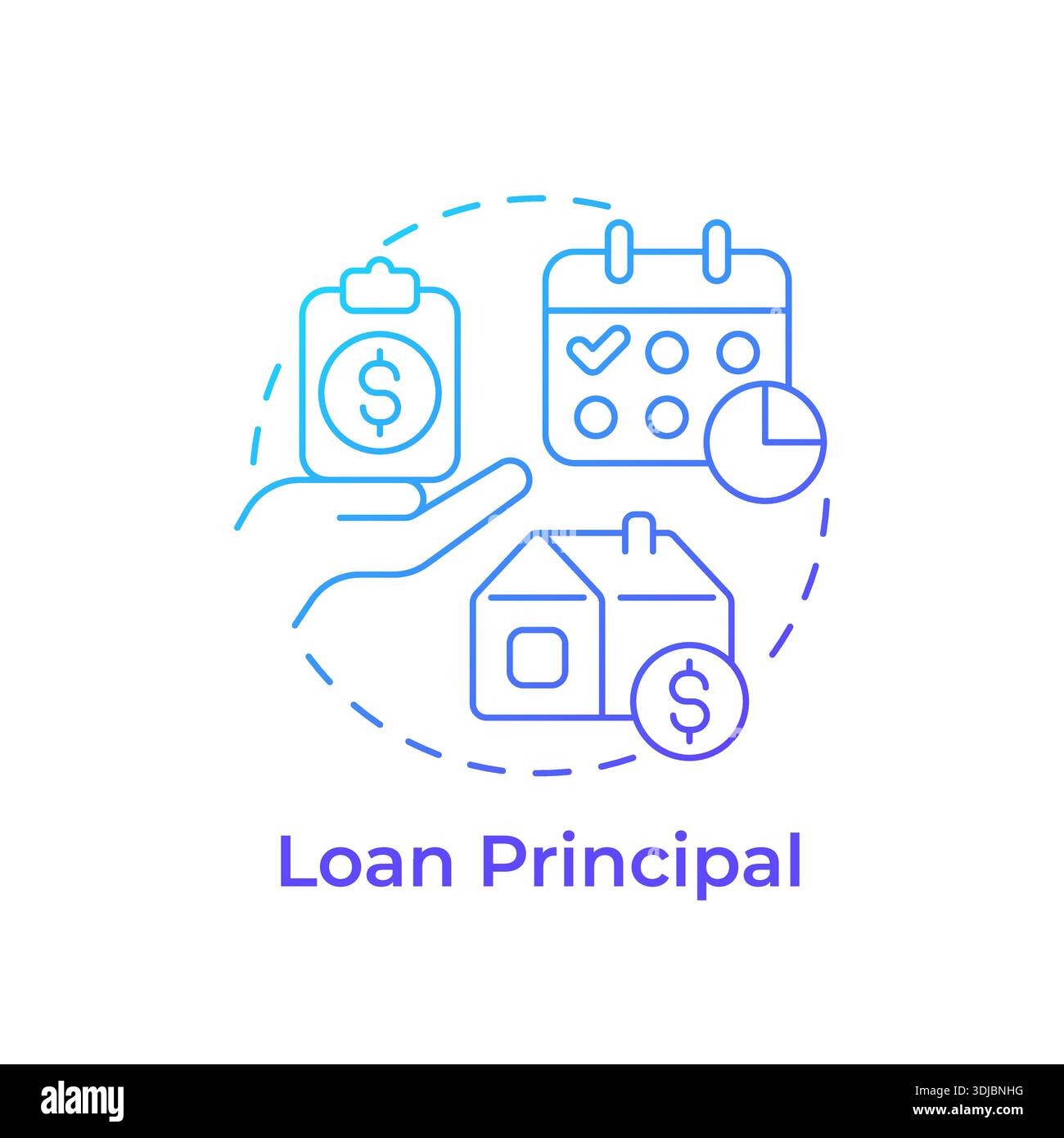 Loan principal blue gradient concept icon Stock Vector