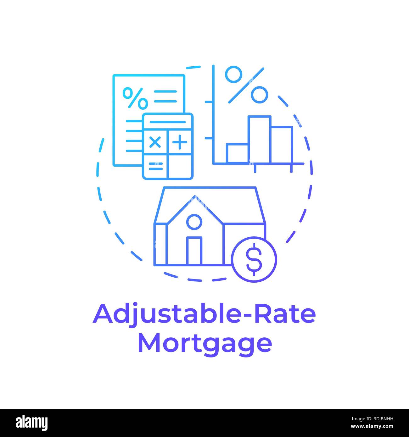 Adjustable-rate mortgage blue gradient concept icon Stock Vector