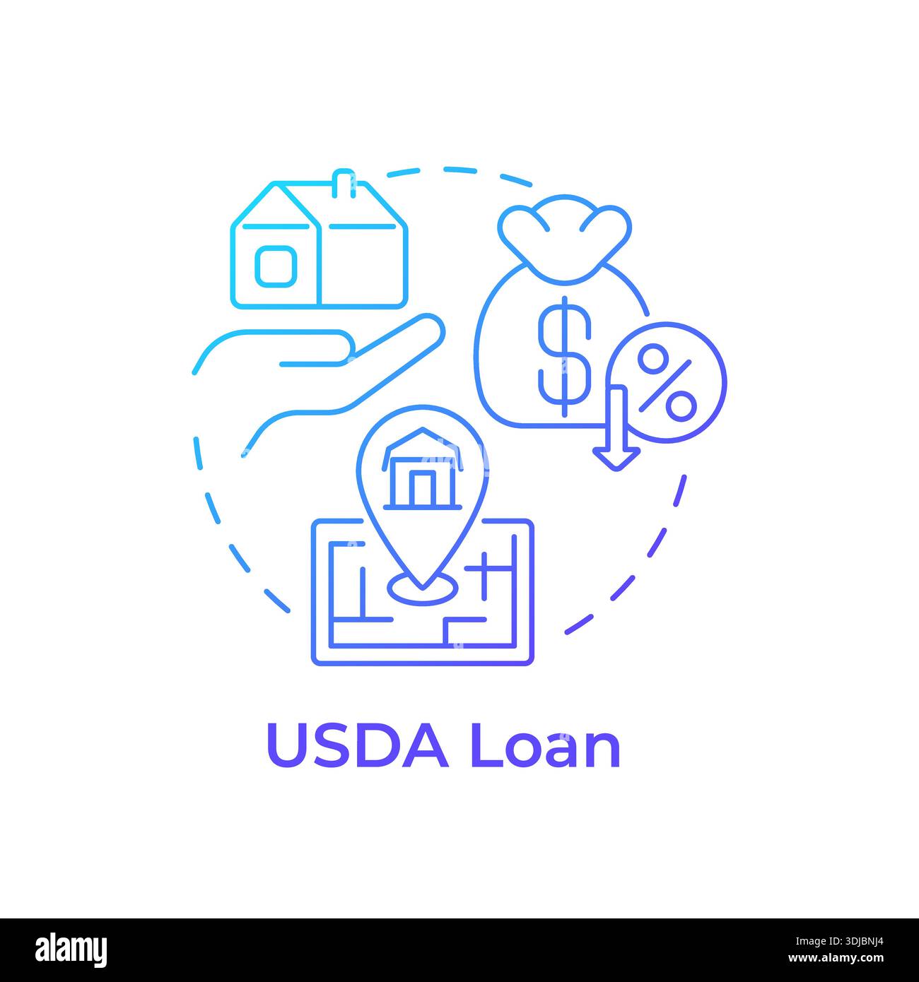USDA loan blue gradient concept icon Stock Vector