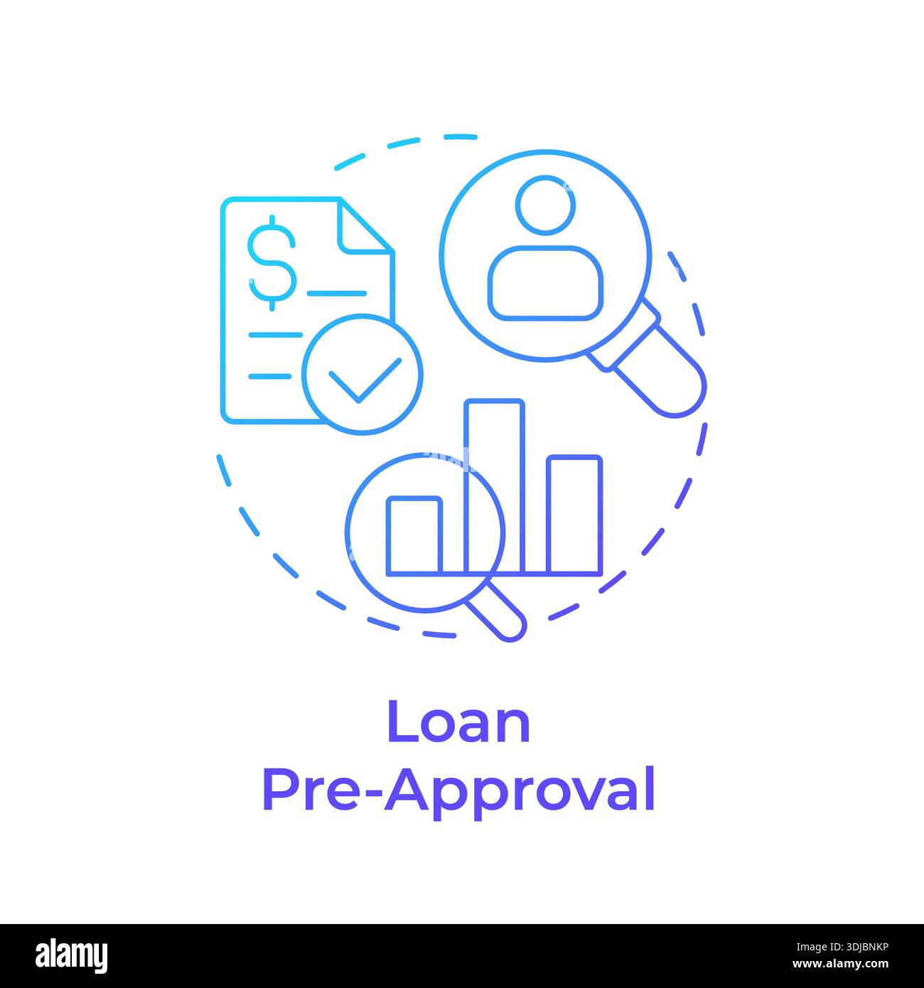 Loan pre-approval blue gradient concept icon Stock Vector