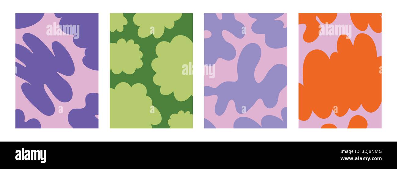 Creative cover set with organic doodle shapes Stock Vector