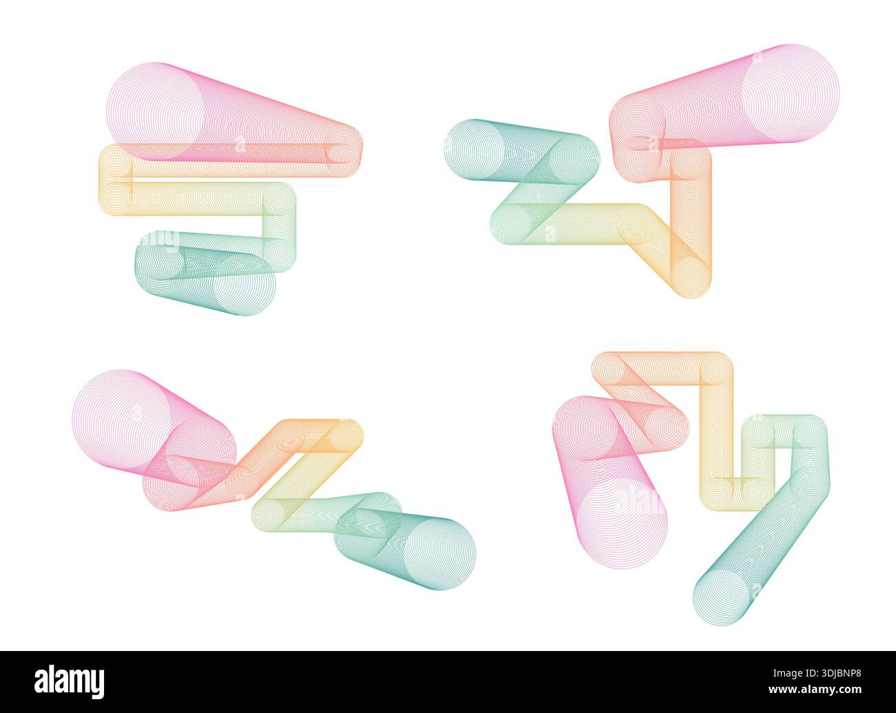 Wavy 3d shape with colorful gradient. Linear blend vector Stock Vector