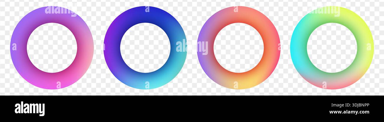 Liquid gradient round frames collection isolated on transparent background. Stock Vector