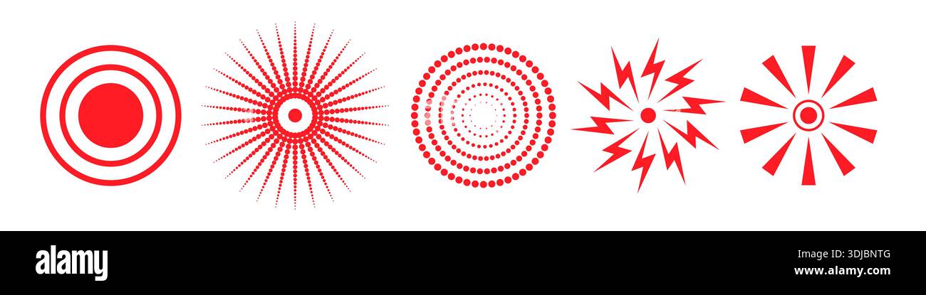 Pain point icon collection. Red mark painful target symbol Stock Vector