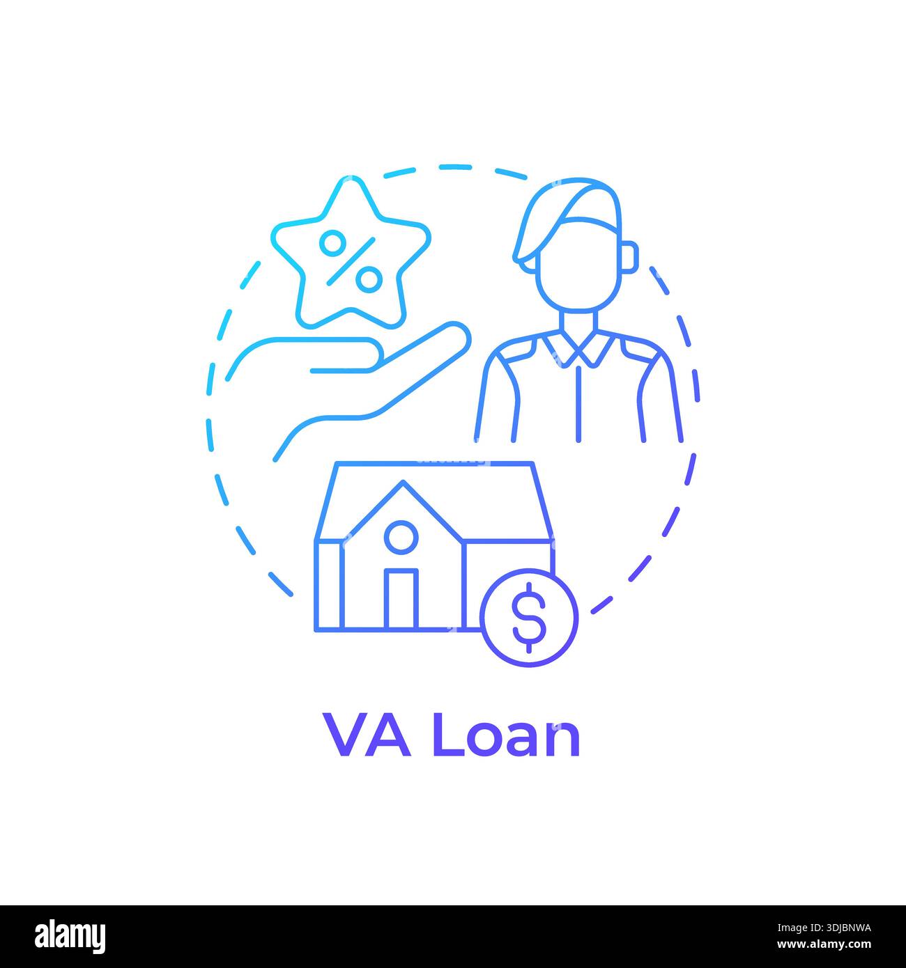 VA loan blue gradient concept icon Stock Vector