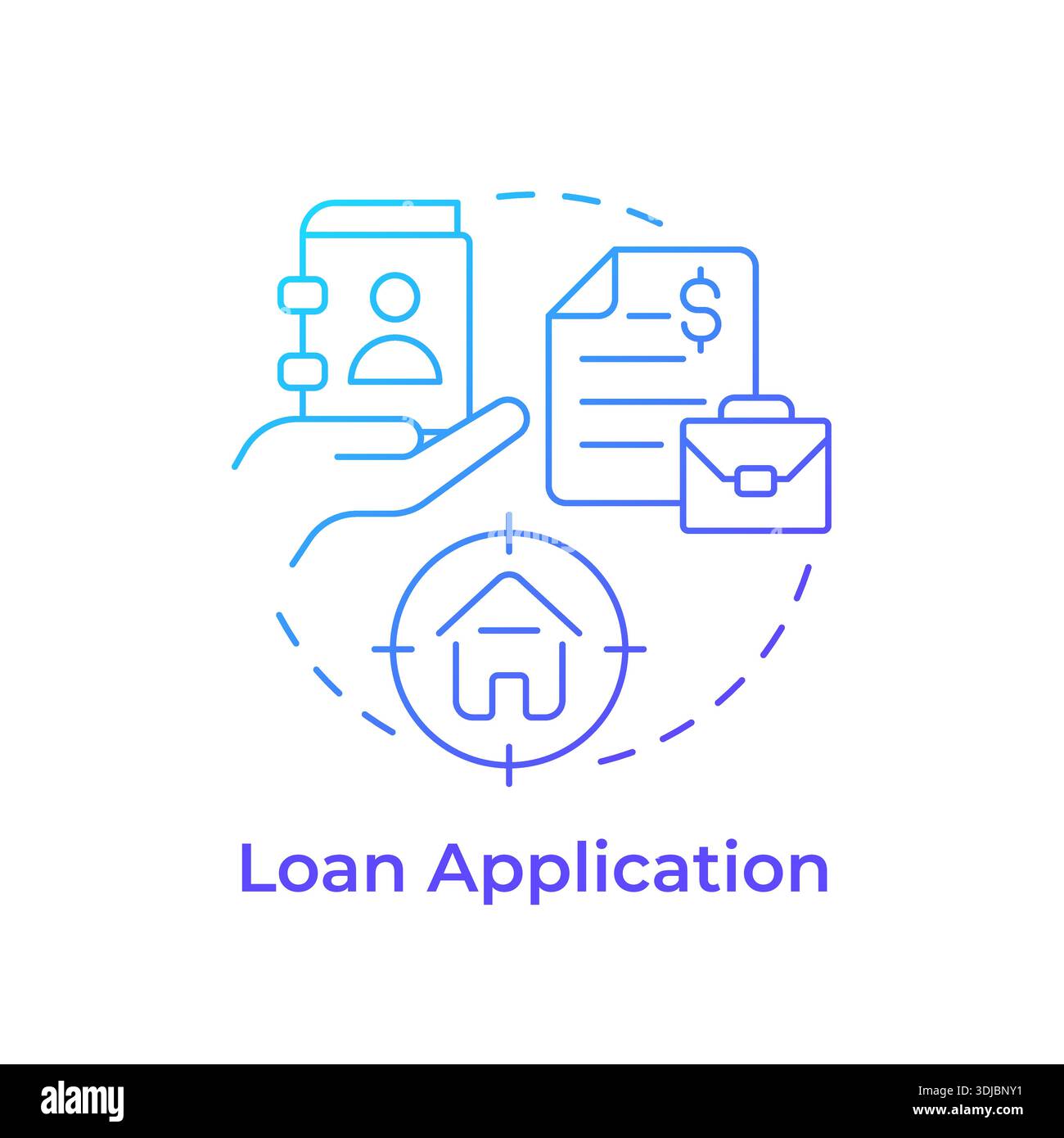 Loan application blue gradient concept icon Stock Vector