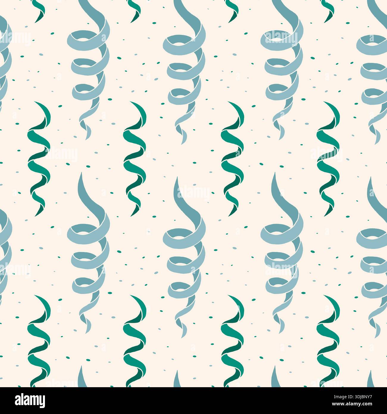 Seamless pattern with cute hand drawn flying ribbons. Stock Vector