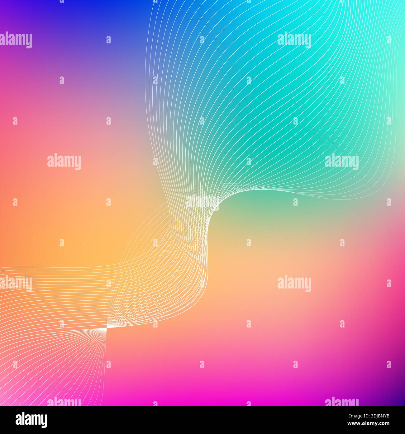 Blurred bright colors mesh background with wavy white lines Stock Vector