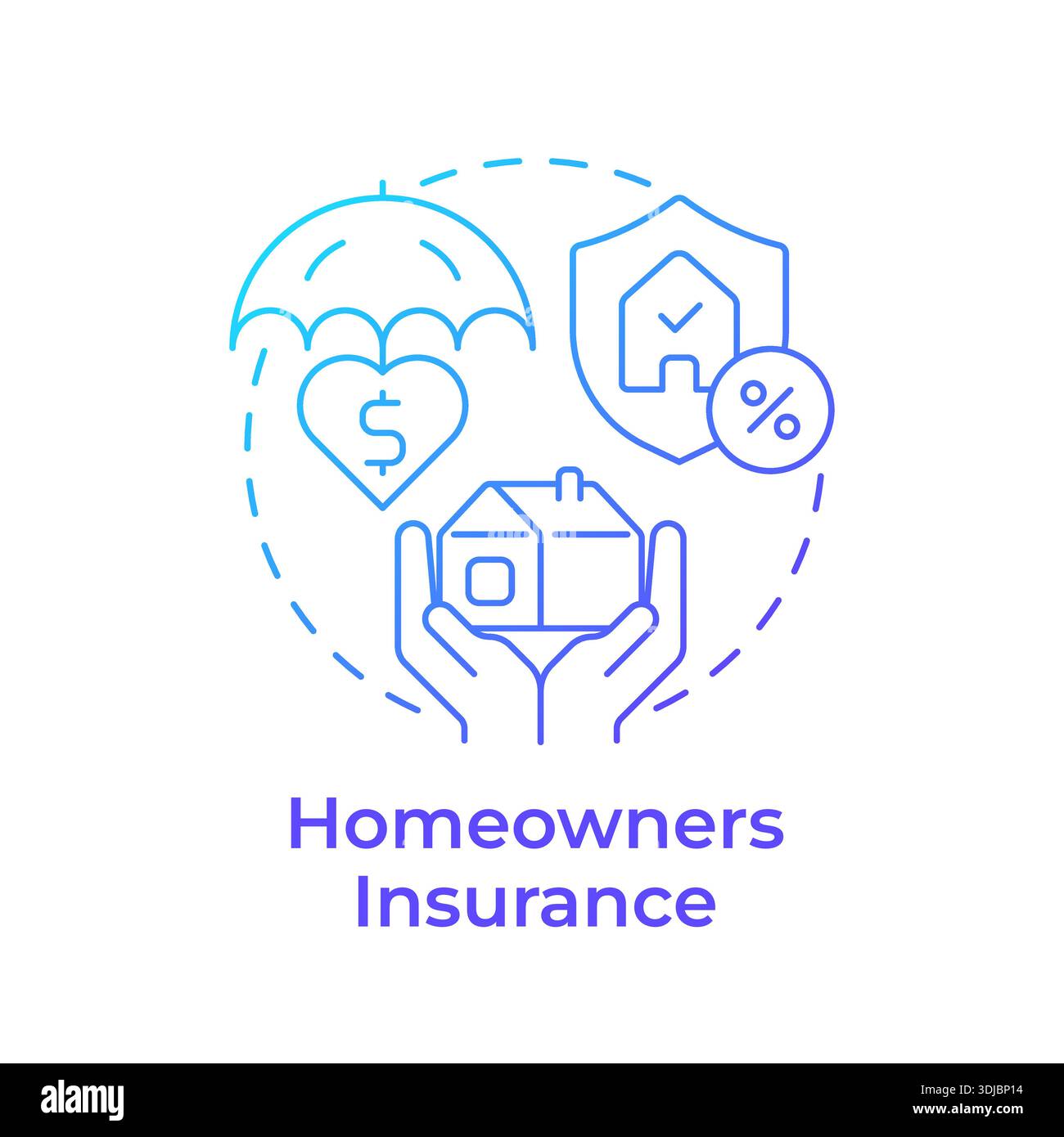 Homeowners insurance blue gradient concept icon Stock Vector